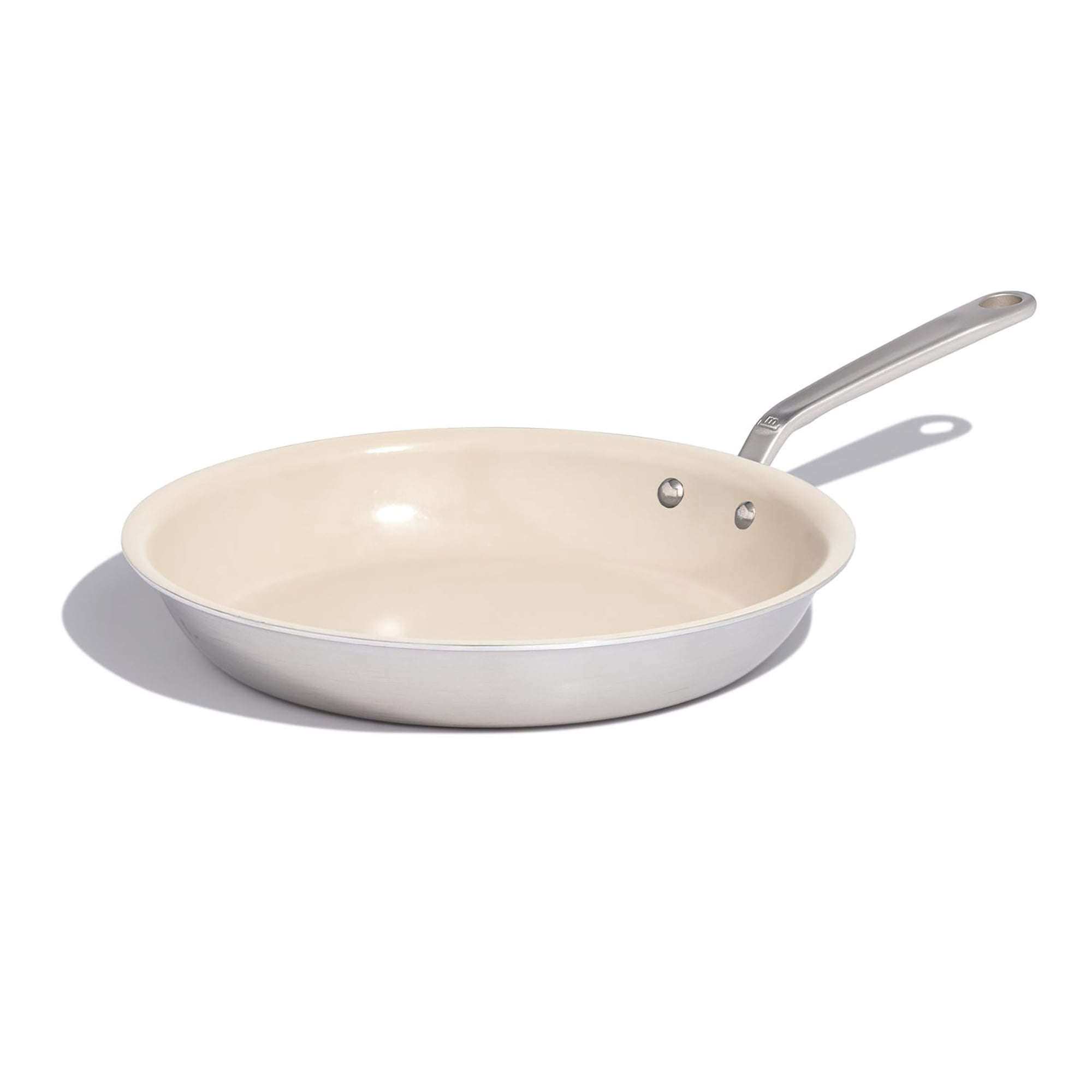 Made In Cookware Ceramic/Stainless Steel Fry Pan 12 in. Silver/White