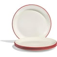 thumbnail image 1 of Made In Cookware - 10" Dinner Plates - Set of 4 - White With Red Rim - Porcelain - Crafted in England, 1 of 7