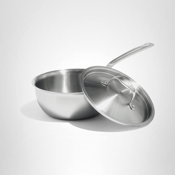 Made In Cookware - 2 Quart Stainless Steel Saucier Pan - 5 Ply Stainless Clad - Professional Cookware - Crafted in Italy - Induction Compatible