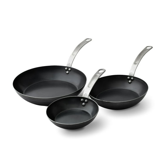Made In Cookware - 3-Piece (Includes 8",10",12") Blue Carbon Steel Frying Pan Set - (Like Cast Iron, but Better) - Professional Cookware - Crafted In France - Induction Compatible