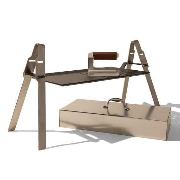 Made In Cookware - Carbon Steel Half Grill Griddle System - Half Grill Griddle with Stand, Lid, and Grill Press - Professional Cookware - Crafted in Sweden - Induction Compatible