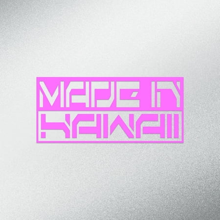 Made In Hawaii Decal Sticker | 5.5-Inches By 2.5-Inches | Light Pink Vinyl