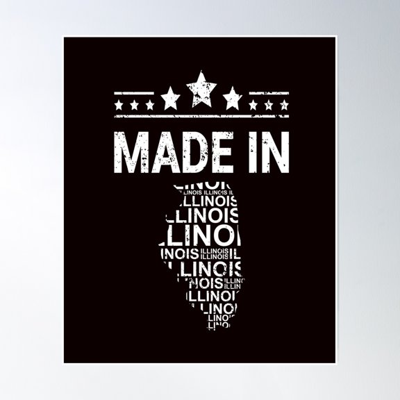 Made In.Illinois Poster Wall Art, Modern Wall Decor, 8x12 UNFRAMED