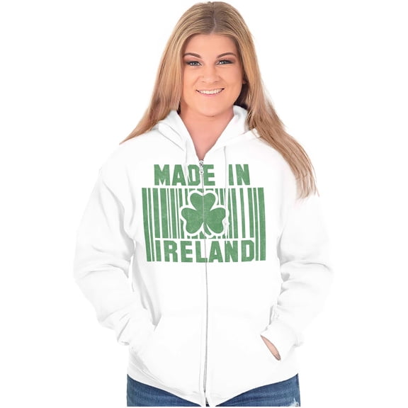 Made In Ireland St Patricks Day Pride Zip Up Hoodie Men's Women's Brisco Brands X