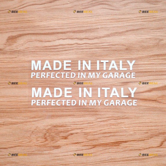 Made In Italy Perfected in My Garage Car Sticker Decal Vinyl - 2 Pack White 6" - Fit For Fiat Alfa Romeo No Background Die-cut