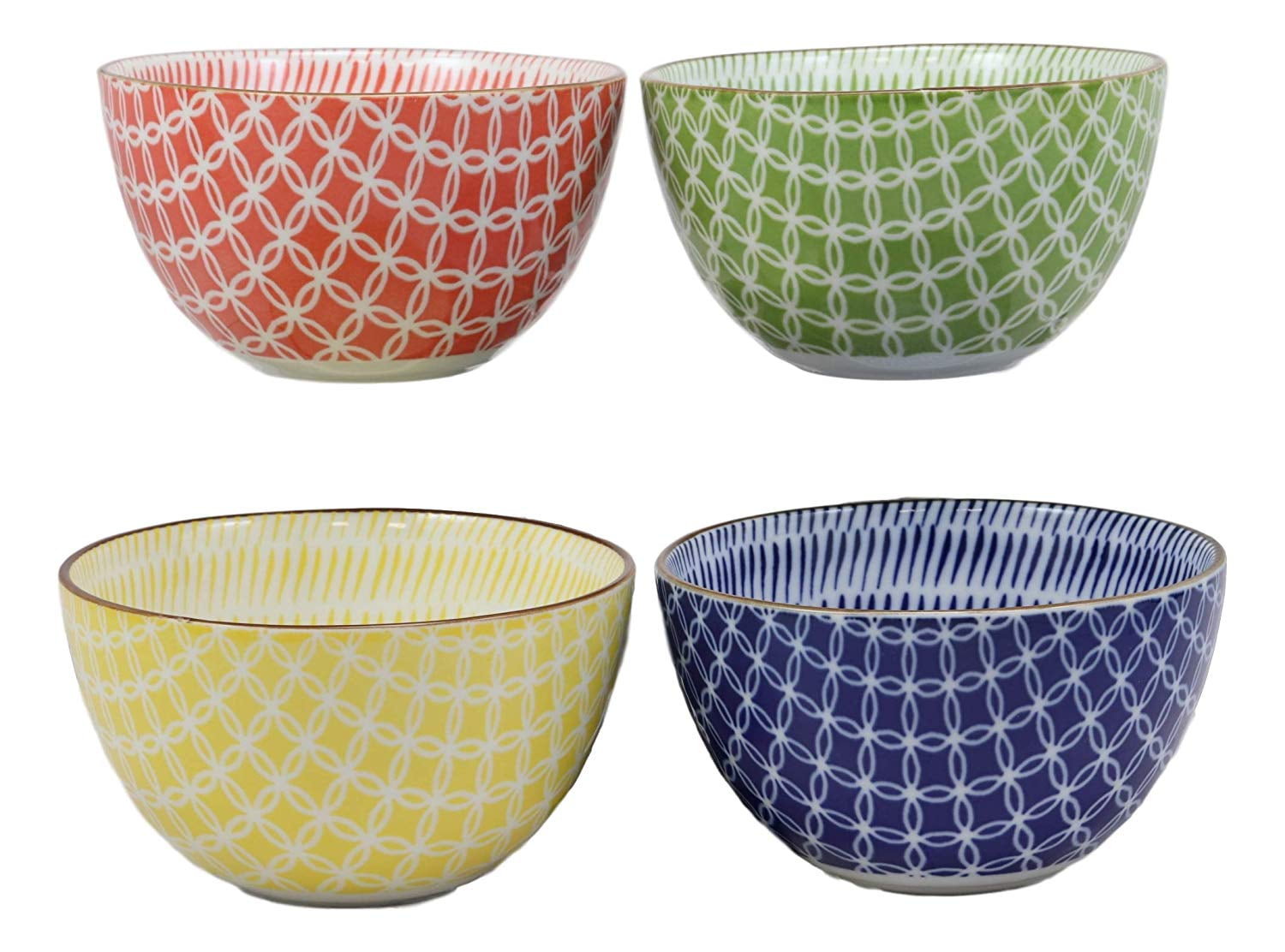 Made In Japan Assorted Colorful Porcelain Bowls Set of 4 Rice Salad