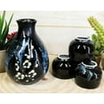 thumbnail image 1 of Made In Japan Ceramic Midnight White Cherry Blossoms Sake Flask With 4 Cups Set, 1 of 5