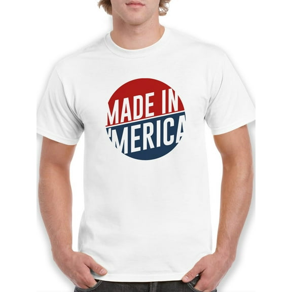 Made In 'Merica USA Red Blue Graphic Men White T-Shirt, Male Large