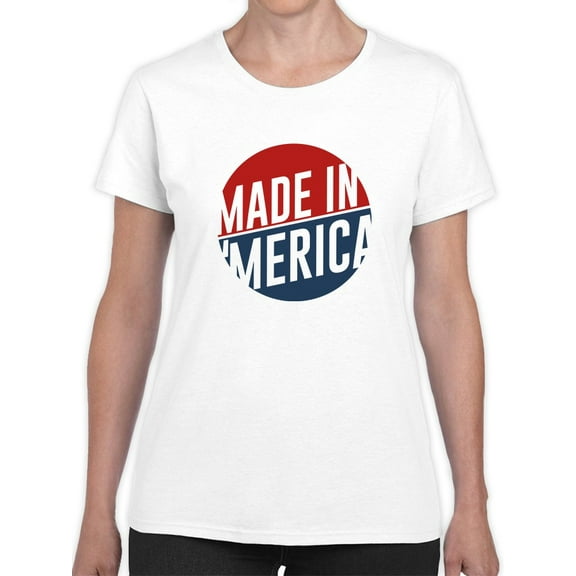 Made In 'Merica USA Red Blue Graphic Women White T-Shirt, Female Medium