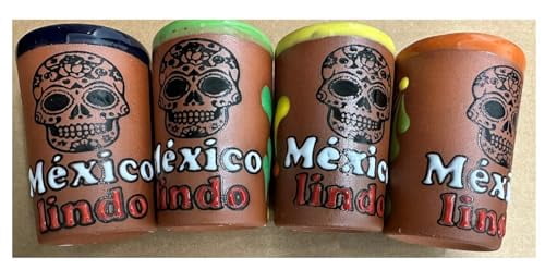 Made In Mexico Hand Painted Pottery Barro Clay Tequila Shots
