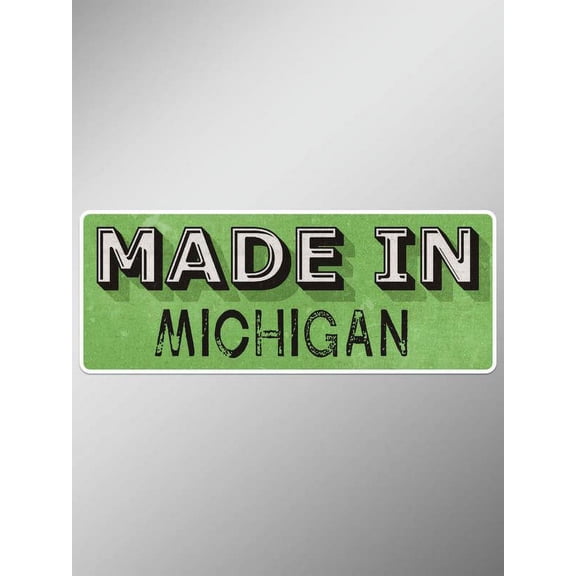 Made In Michigan Licnese Plate Vinyl Decals Stickers ( Two Pack ) | Cars Trucks Vans Windows Walls Laptop Cups | Printed | 2 - 5 X 2.5 Inch Decals | KCD1588