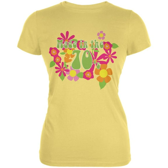 Made In The 70s Yellow Juniors Soft T-Shirt - Medium