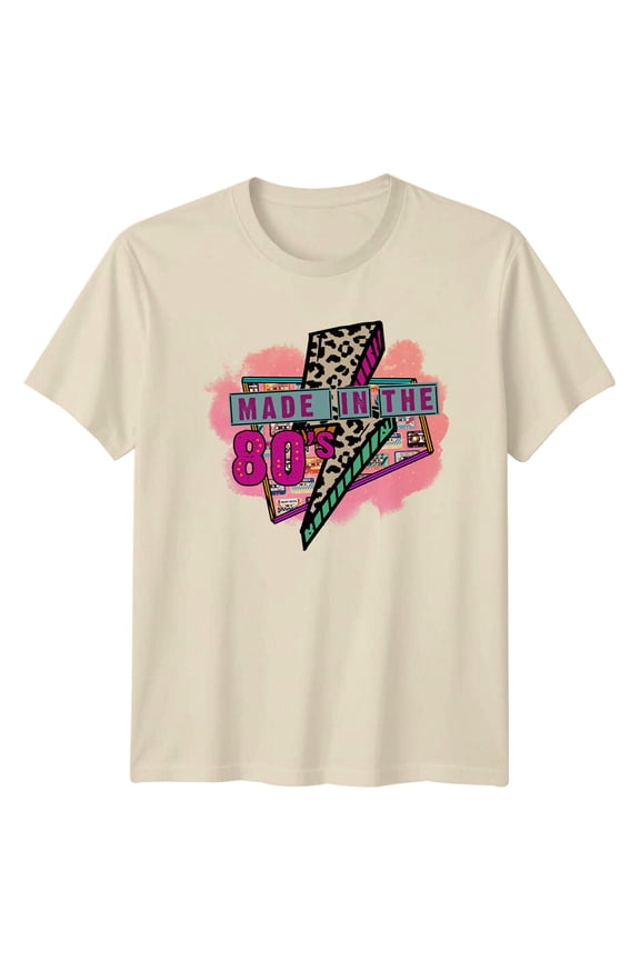 Made In The 80'S Retro Cassette Tape Leopard Lightning T-Shirt