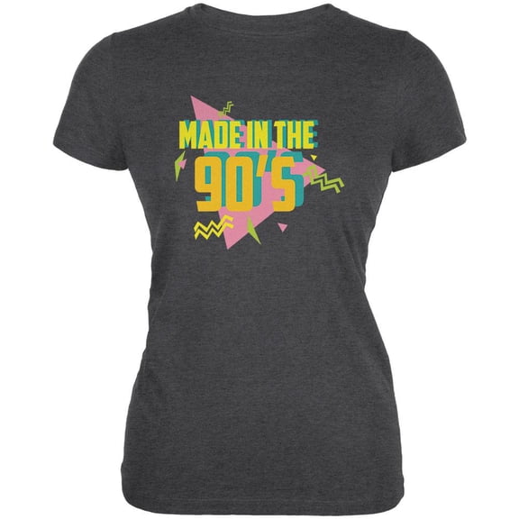 Made In The 90s Dark Heather Juniors Soft T-Shirt - Medium