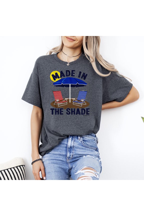 Made In The Shade Funny Relaxing Cool Summer Heat Protection Graphic T-Shirt, for men & women, up to size 5XL