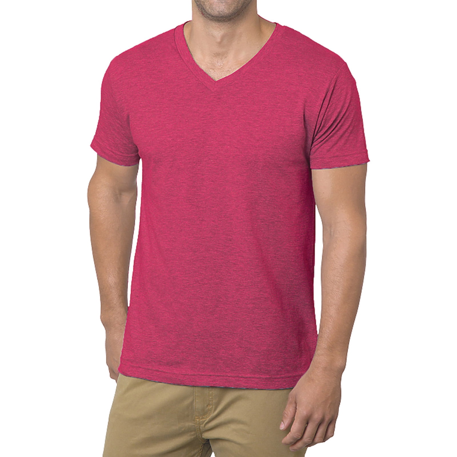 Made In USA Fine Jersey V-Neck T-Shirt - Heather Red XL - Walmart.com