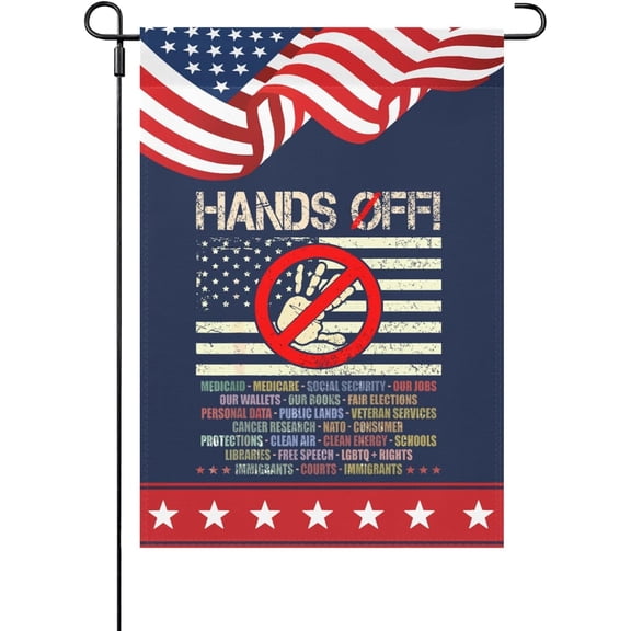 Made In USA Hands Off Protest Garden Flag Humorous Funny Garden Flag Double Sided
