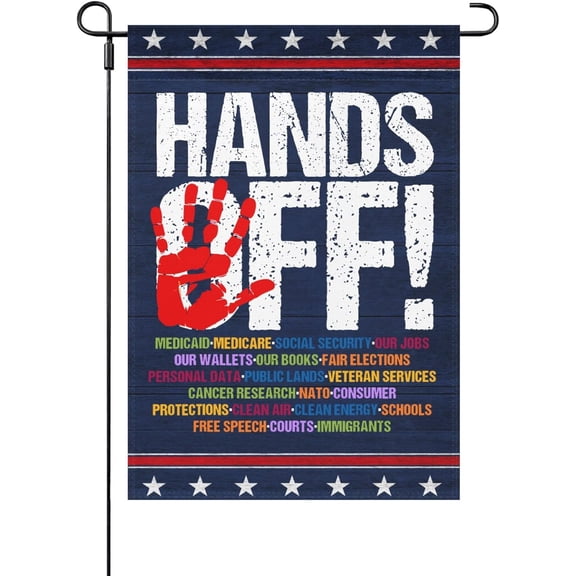Made In USA Hands Off Protest Garden Flag Inspirational Yard Flag Double Sided