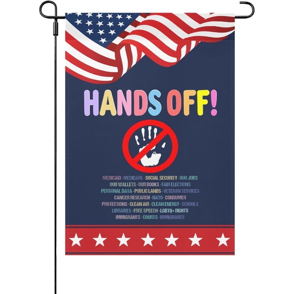Made In USA Hands Off Protest House Flag Double Sided Hilarious Garden Flags Double Sided