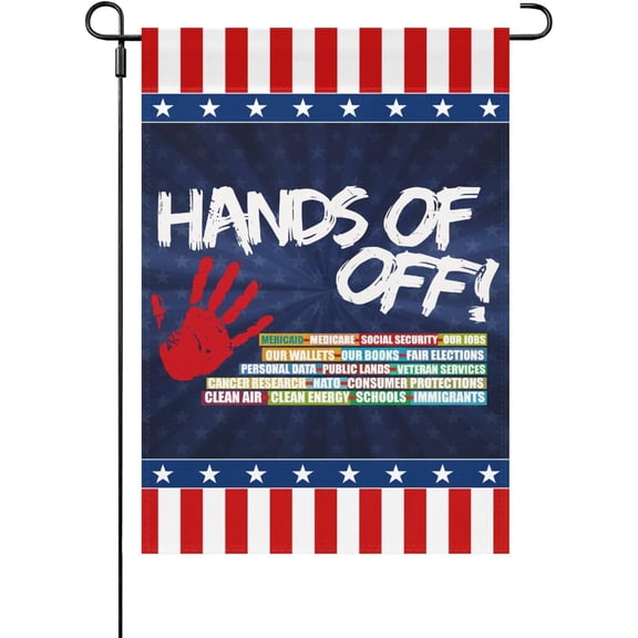 Made In USA Hands Off Protest House Flag Inspirational House Flags Double Sided