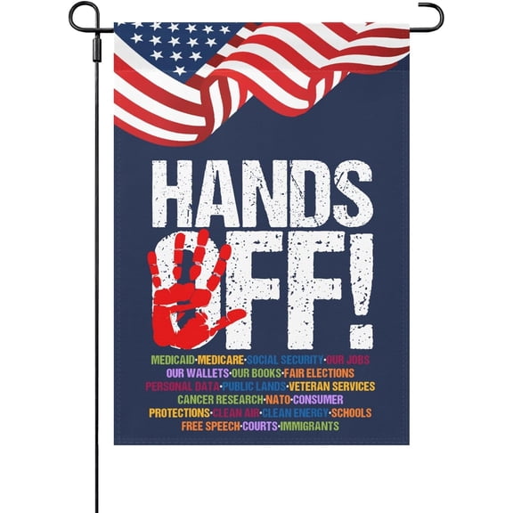 Made In USA Hands Off Protest House Flag Inspirational Small Garden Flag