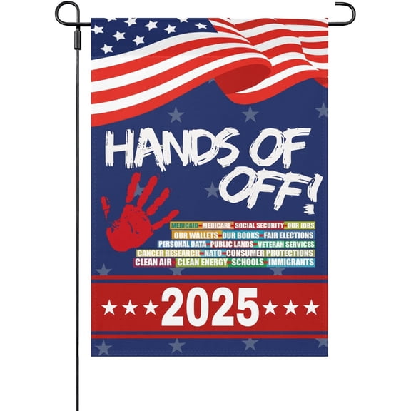 Made In USA Hands Off Protest House Flags Double Sided Hilarious House Flags Double Sided