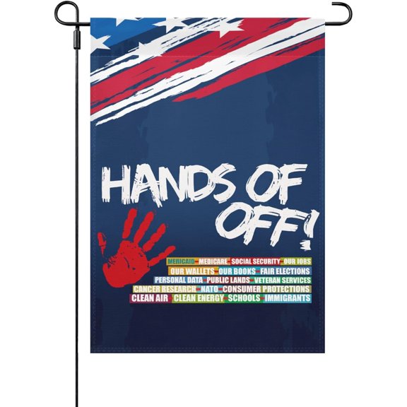 Made In USA Hands Off Protest House Flags Vintage Funny Garden Flag