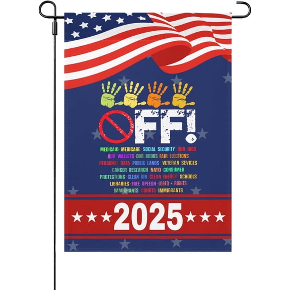 Made In USA Hands Off Protest House Flags Vintage Small Garden Flag