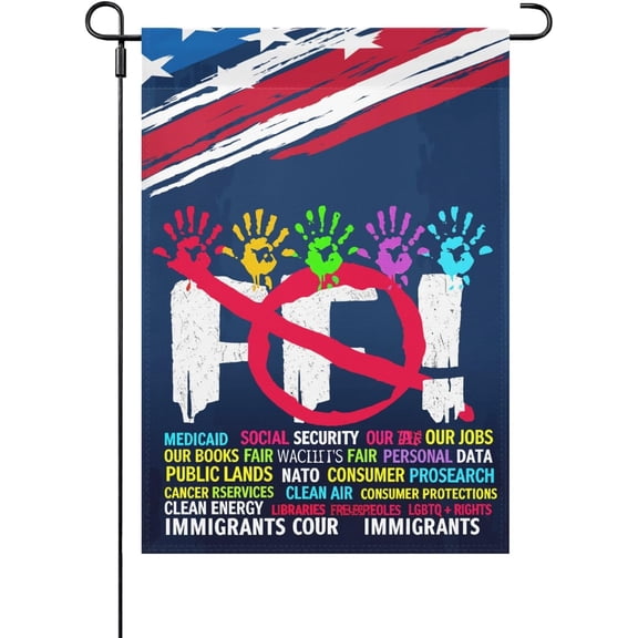 Made In USA Hands Off Protest Outdoor Flag Double Sided Art Funny Garden Flags Double Sided