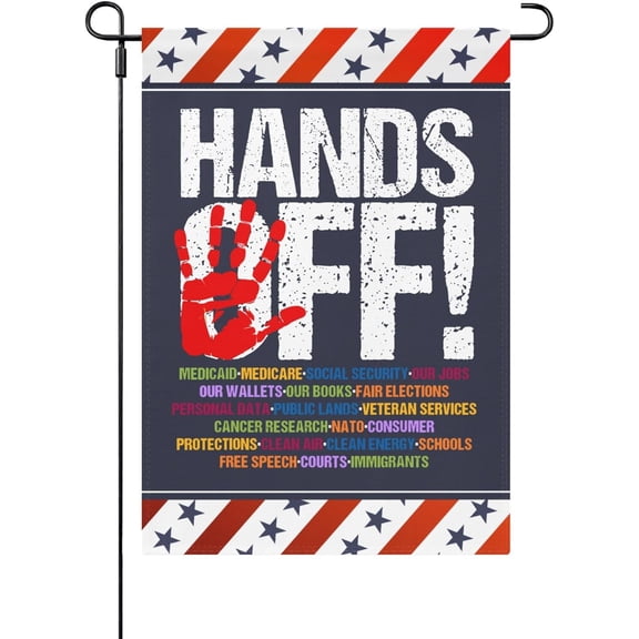 Made In USA Hands Off Protest Outdoor Flag Inspirational Small Garden Flags Double Sided