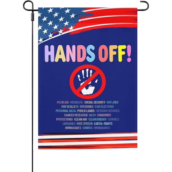Made In USA Hands Off Protest Outdoor Flag Retro Yard Flag Double Sided