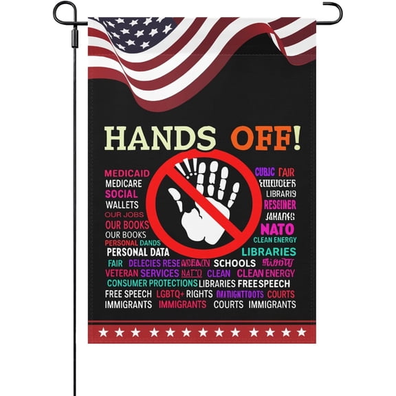 Made In USA Hands Off Protest Outdoor Flags Vintage Small Garden Flag Double Sided