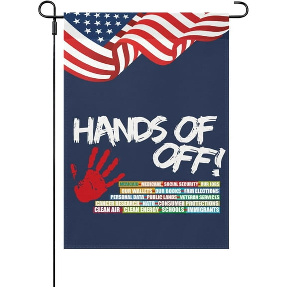 Made In USA Hands Off Protest Yard Flags Double Sided Art Outdoor Flag