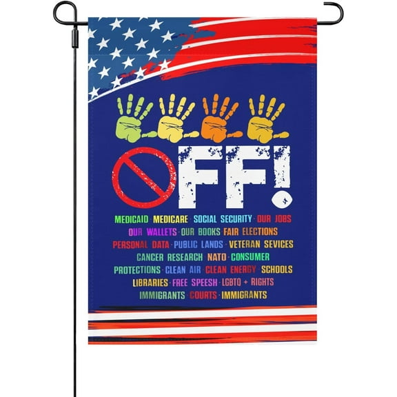Made In USA Hands Off Protest Yard Flags Double Sided Inspirational Garden Flags Double Sided