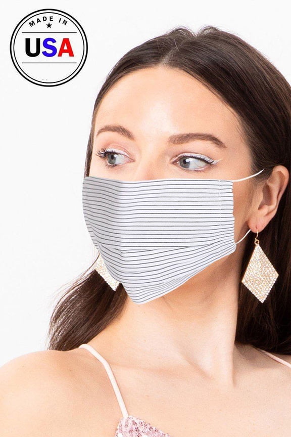 Made In Usa Unisex Fashionable, Reusable Washable, Cool Breathable Fabric Face Mask White