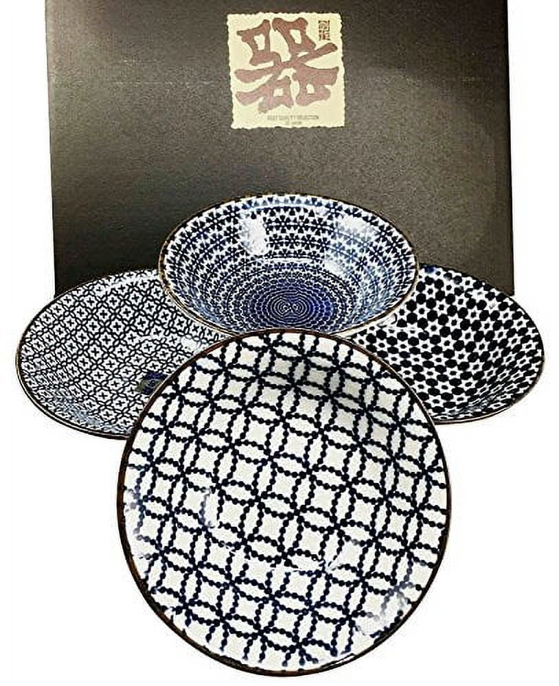 Geometric Rice Bowl Made in Japan Blue Geometry Glazed Ceramic Rice Meal Soup Dining 5.5 ...