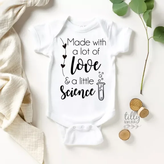 Made With A Lot Of Love And A Little Science Baby Bodysuit, Pregnancy Cute Baby Onesie, Baby Bodysuit Lat 4424 Cute Baby Onesie, BABY BODYSUIT LAT 4424