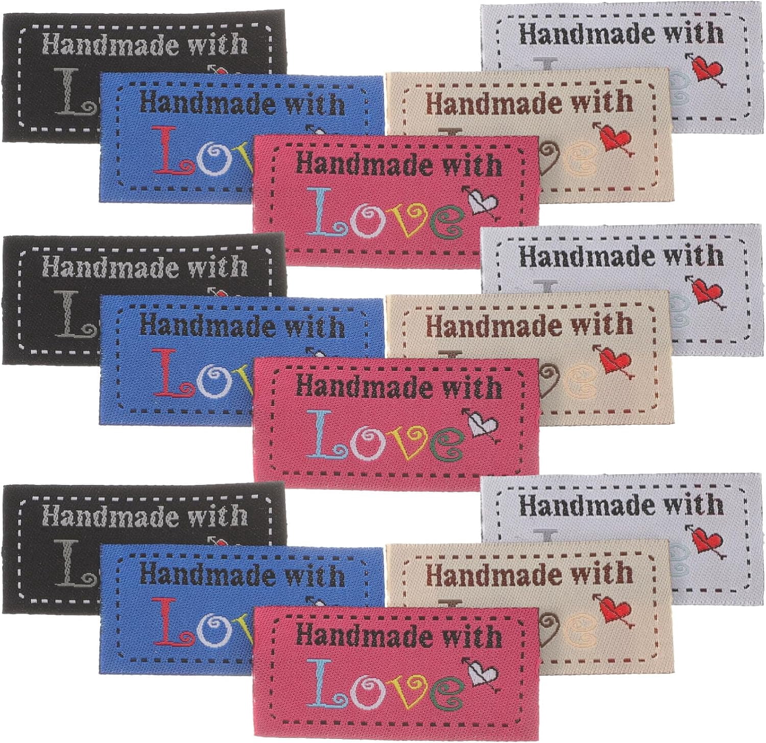 Made with Love Sewing Labels: 100pcs Made with Love Clothing Labels Handmade Tags Personalized Sewing for Jeans Bags Shoes Hat Crafts, Knitting, Crochet Projects