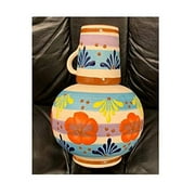Made in Mexico Authentic Botellones/Cantarito Combo Water Carafe/Mug Cup Drinks Jar Jarra Mexicana Espiga de Barro for Hot or Cold Beverages Drinks Natural Clay Large 12x8.5 Hand Made Painted Large