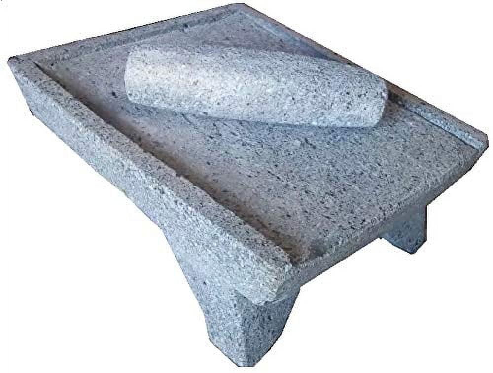 Always-Quality Genuine Mexican Azteca Manual Volcanic Lava Rock Metate y Mano Mortar and Ground Stone