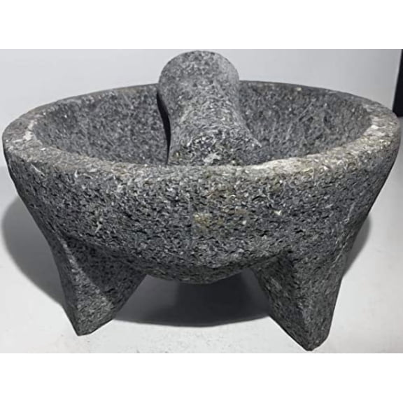Made in Mexico Genuine Mexican Manual Guacamole Salsa Maker Volcanic Lava Rock Stone Molcajete/Tejolote Mortar and Pestle Herbs Spices Grains 7" Large$$Home Decor, Kitchen, & Other