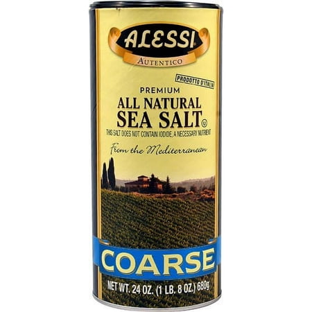 Alessi Premium All Natural Coarse Sea Salt Adds Taste & Texture 24oz (2 Pack)