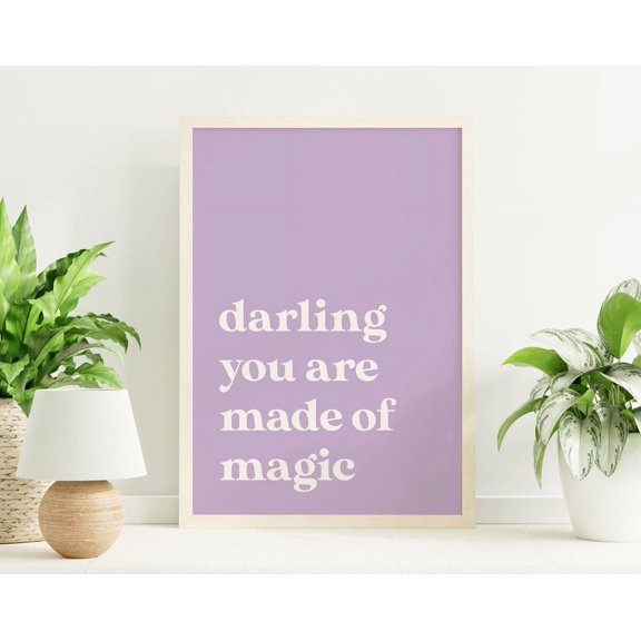 Made Of Magic Quote Print, Art, Minimal Purple Typography Art Wall Art, Modern Wall Decor, 24x36 UNFRAMED
