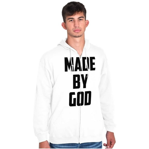 Made Religious Christ Faith Christian Unisex Fleece Graphic Zip Up Hoodie Brisco Brands 2X