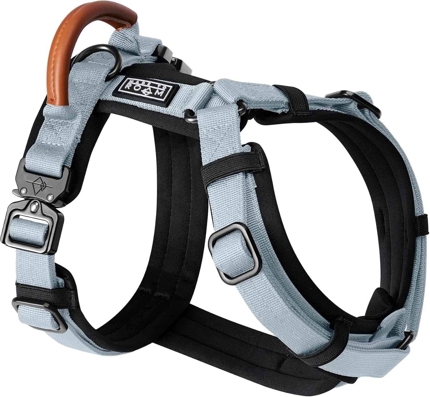 Made To Roam Premium Explorer Harness - Y-Shaped Dog Harness with Adjustable Durable Nylon, Soft Padding, Metal Buckles and Leather Handle for Small, Medium, Large Dogs (Alaska Daybreak, Size 1)