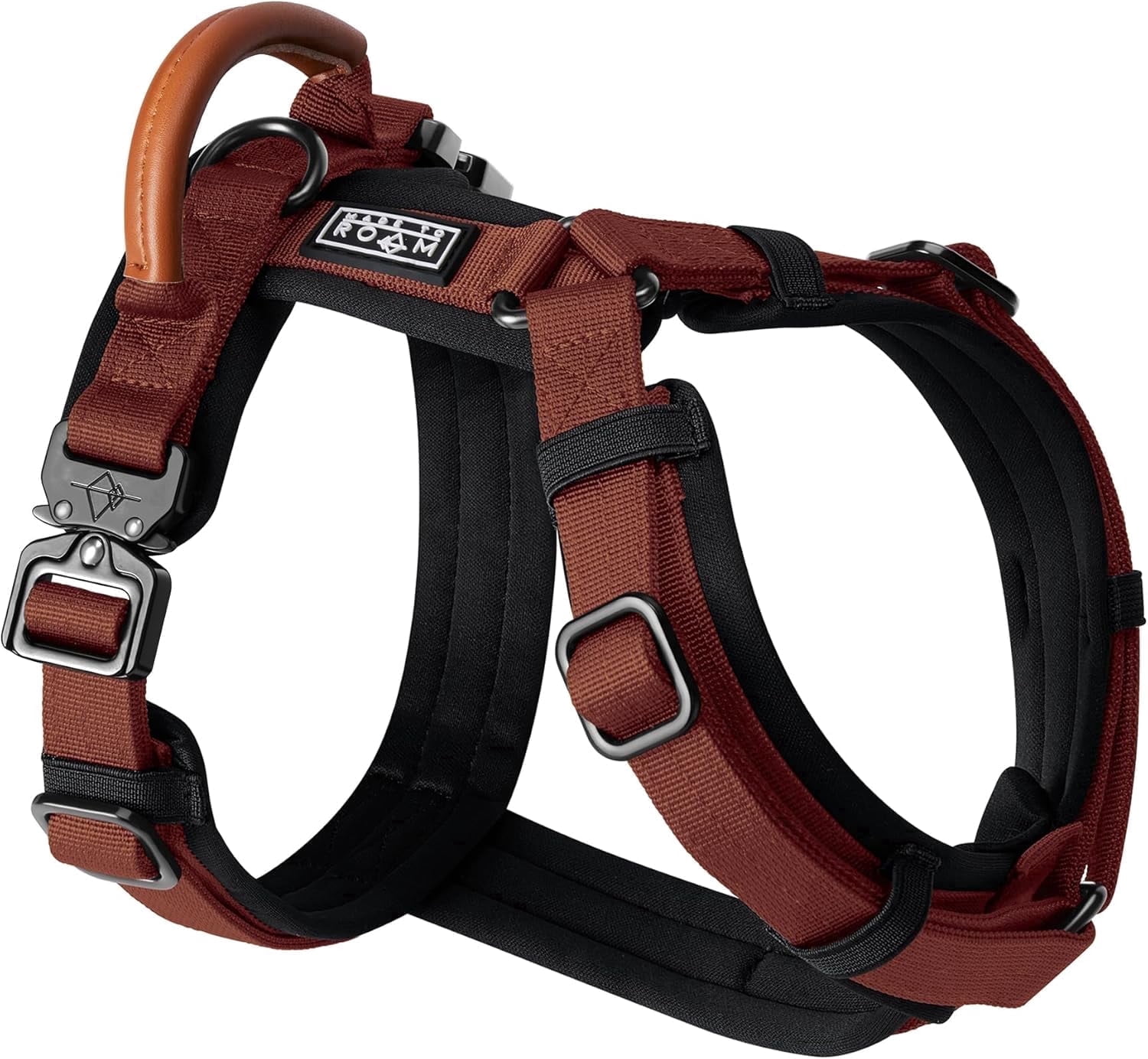 Made To Roam Premium Explorer Harness - Y-Shaped Dog Harness with Adjustable Durable Nylon, Soft Padding, Metal Buckles and Leather Handle for Small, Medium, Large Dogs (Arizona Heartbeat, Size 6)
