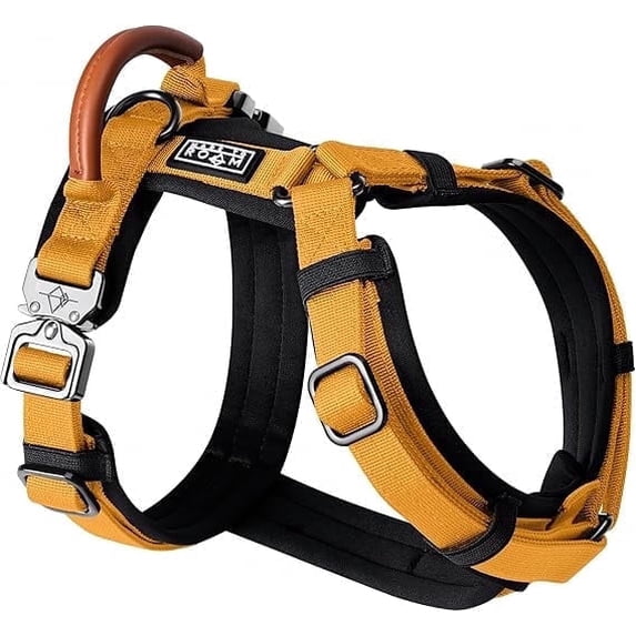 Made To Roam Premium Explorer Harness - Y-Shaped Dog Harness with Adjustable Durable Nylon, Soft Padding, Metal Buckles and Leather Handle for Small, Medium, Large Dogs (Michigan Autumn, Size 1)