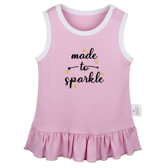 Made To Sparkle Funny Dresses For Baby, Newborn Babies Skirts, Infant Princess Dress, 0-24M Kids Graphic Clothes (Pink Sleeveless Dresses, 18-24 Months)