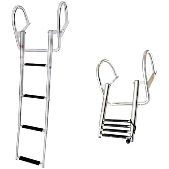 Made Telescopic 4 Step Pontoon Boat , Stainless Steel Telescoping Extendable Marine , 500lbs Capacity Stepladder for Pontoon/Marine/Yacht/Swimming Pool$$Watercraft