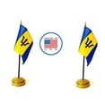 thumbnail image 1 of 2 Barbados Miniature Desk & Hand Waving Flags Set - Includes 2 Rayon 4"x6" Flags, 2 Bronze Stands, and 2 Mini Barbados Stick Flags, 1 of 1